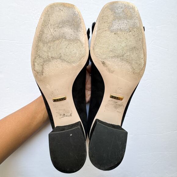 Gucci GG Marmont Fringe Block Heel Pumps Black Suede 39 - Picture 11 of 13